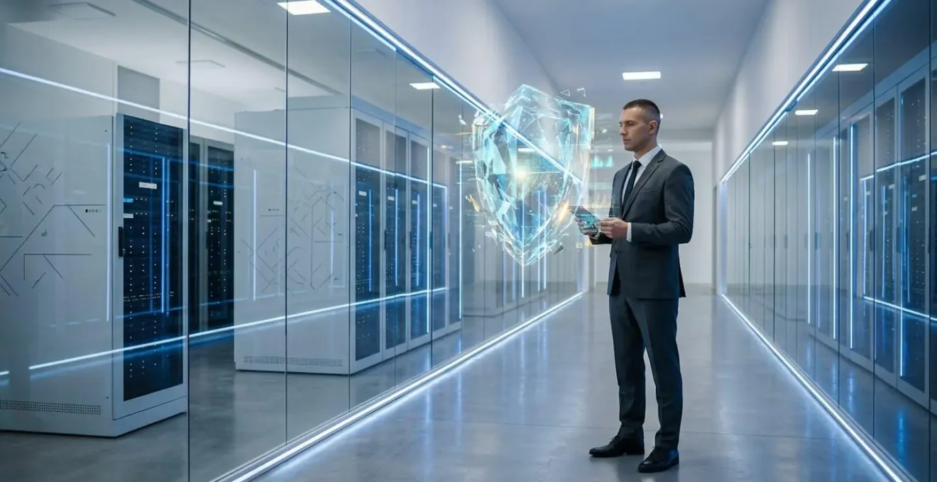 Professional security team implementing SSL certificates in a modern data center