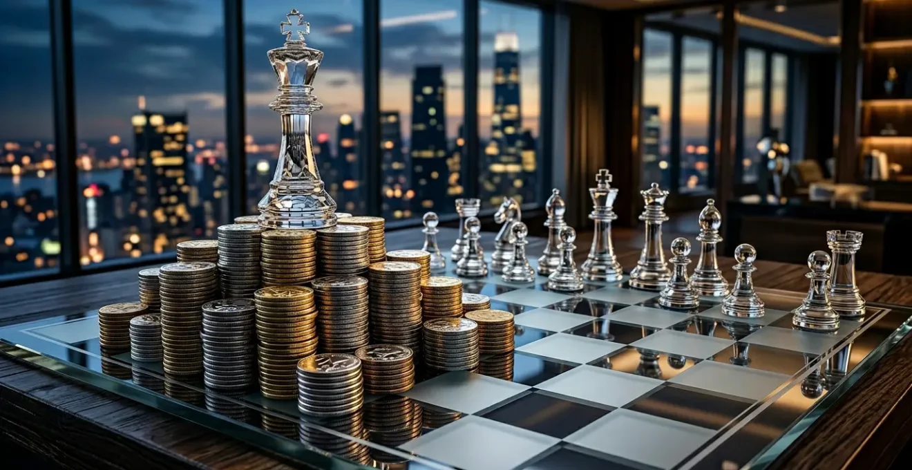 Executive team analyzing financial reserves and strategic cash allocation in modern corporate boardroom