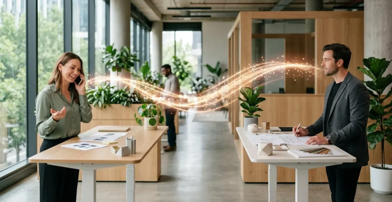 Warm professional setting showing natural communication flow between business partners