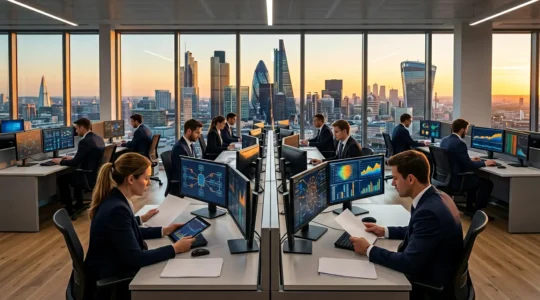 UK financial control center with multiple payment processing screens and verification systems